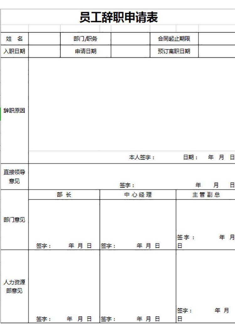 員工申請(qǐng)辭職表-1