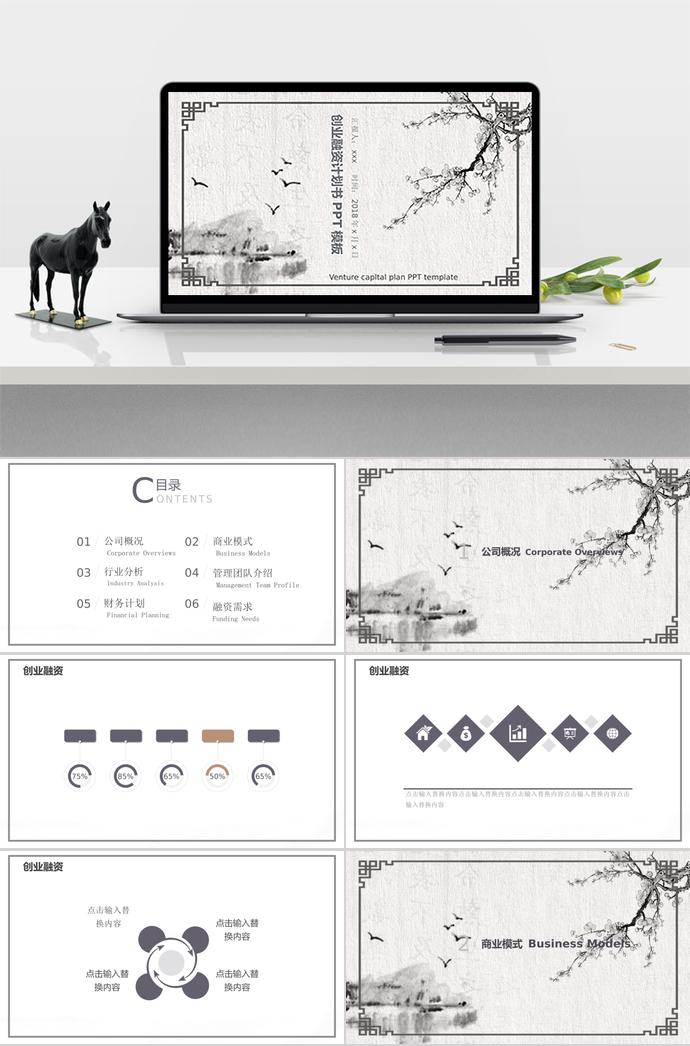 復(fù)古自然風(fēng)創(chuàng)業(yè)融資計劃書PPT模板
