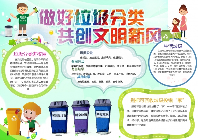 精美做好垃圾分類共創(chuàng)文明新風(fēng)垃圾分類手抄報(bào)