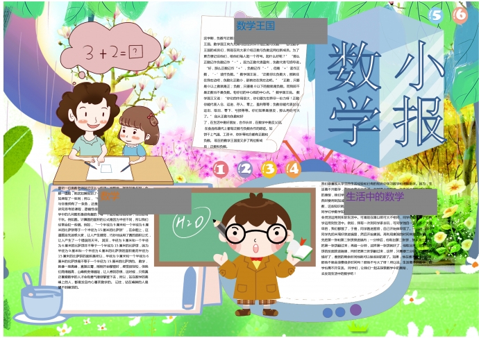 數學王國可愛手抄報wps