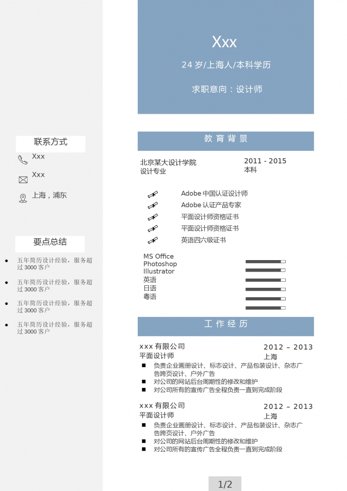 湖藍(lán)色簡約風(fēng)格高級(jí)設(shè)計(jì)師個(gè)人簡歷模板-1