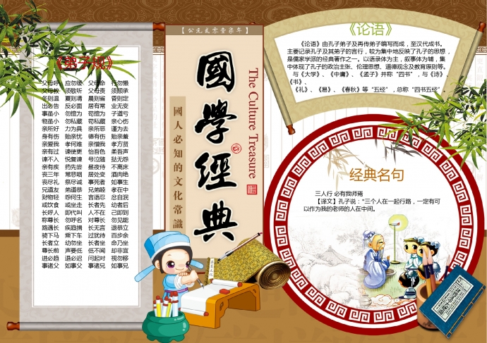 精美中國風(fēng)字帖國學(xué)經(jīng)典手抄報