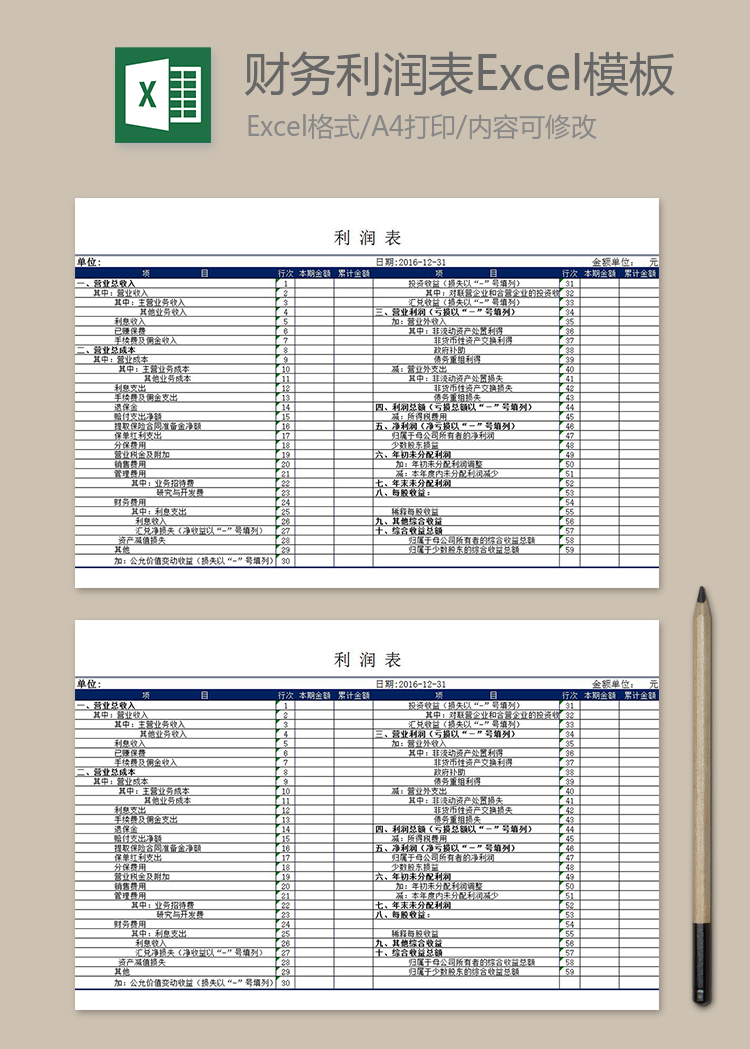 財務利潤表和資產負債表模板Excel文檔