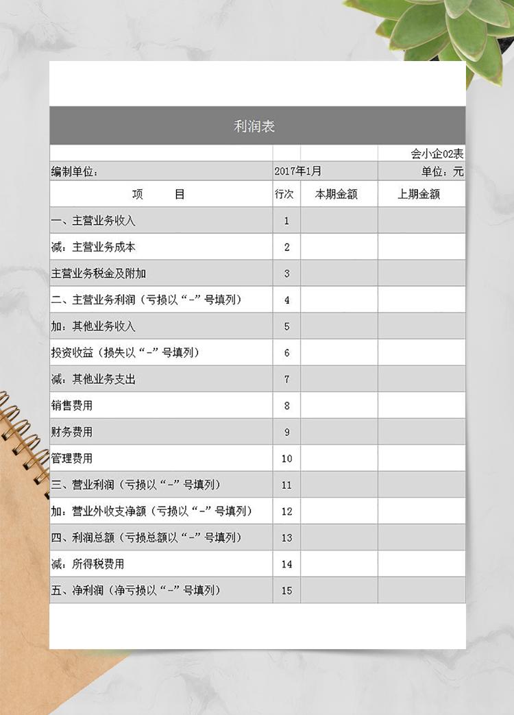 灰白利潤表