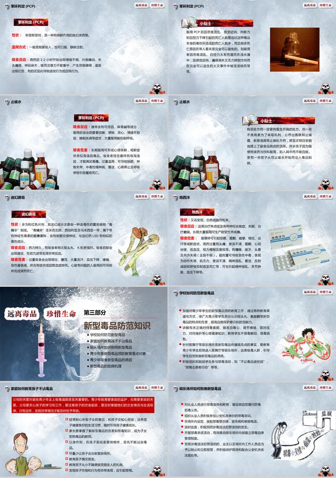 彩色系炫酷風(fēng)格遠(yuǎn)離毒品禁毒主題ppt模板-3