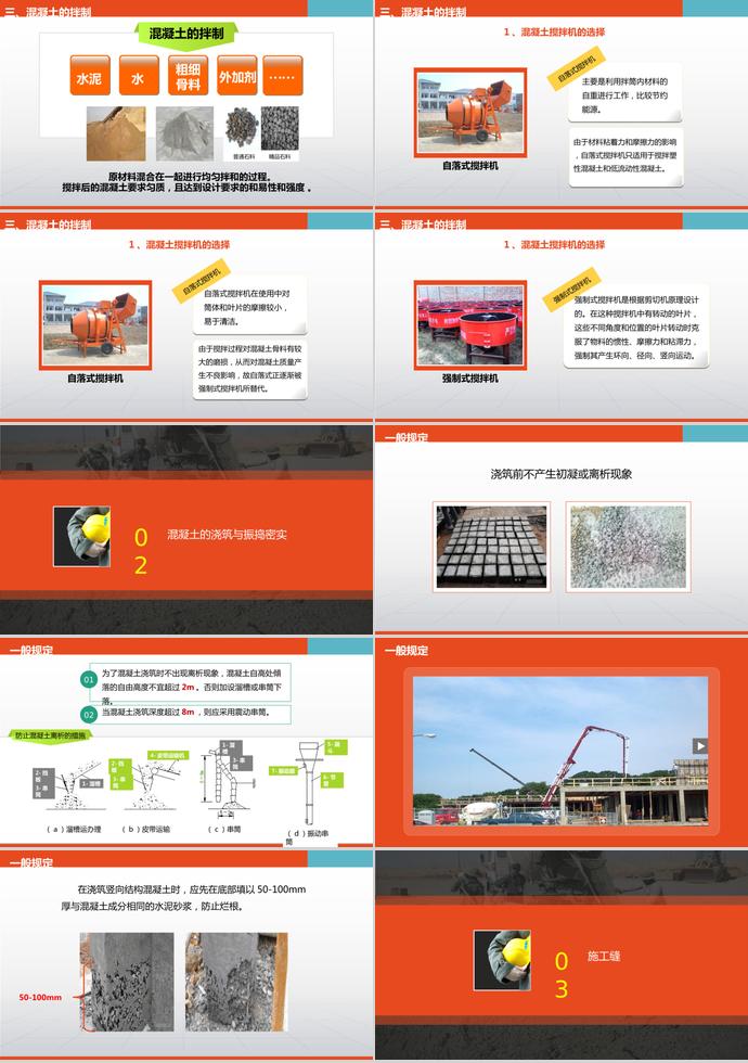 橙色系簡約風混凝土工程畢業答辯PPT模板-1