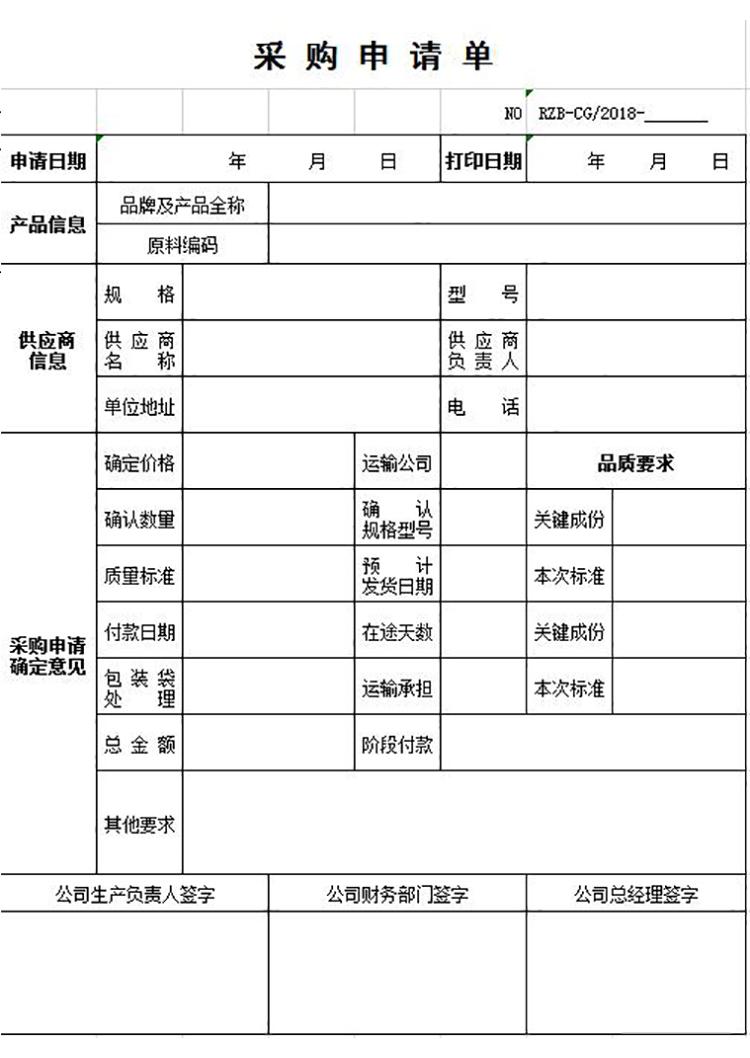 采購申請表模板-1