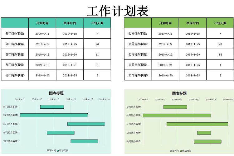 藍(lán)綠風(fēng)部門工作計(jì)劃表甘特圖模板-1