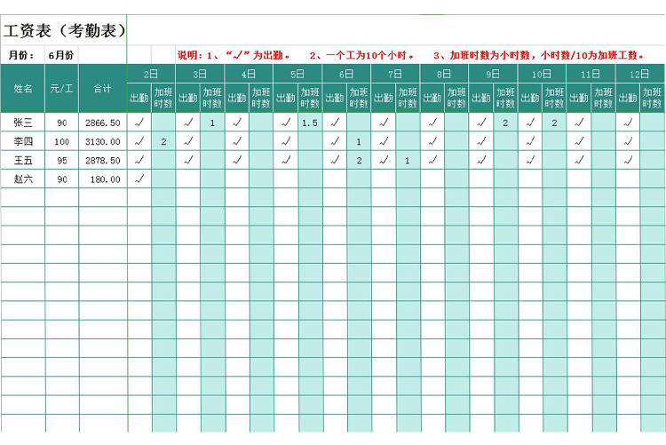 考勤工資統(tǒng)計(jì)表-1