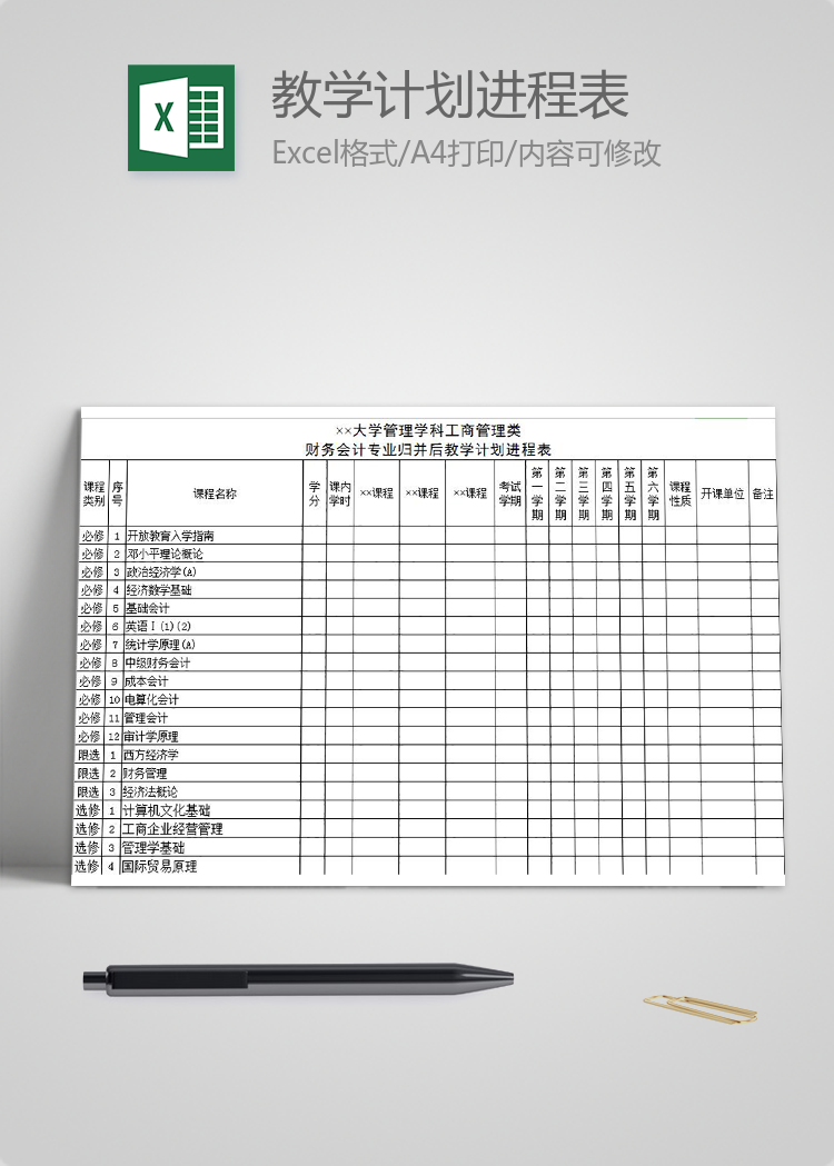 大學(xué)管理學(xué)科工商管理類教學(xué)計(jì)劃進(jìn)程表
