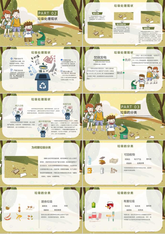 墨綠黃卡通風(fēng)格垃圾分類愛護(hù)環(huán)境介紹PPT模板-1