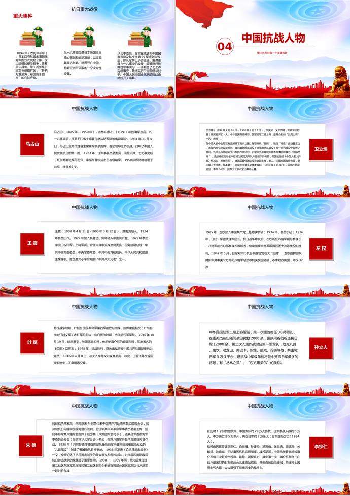 抗戰(zhàn)勝利紀(jì)念主題活動PPT模板-2