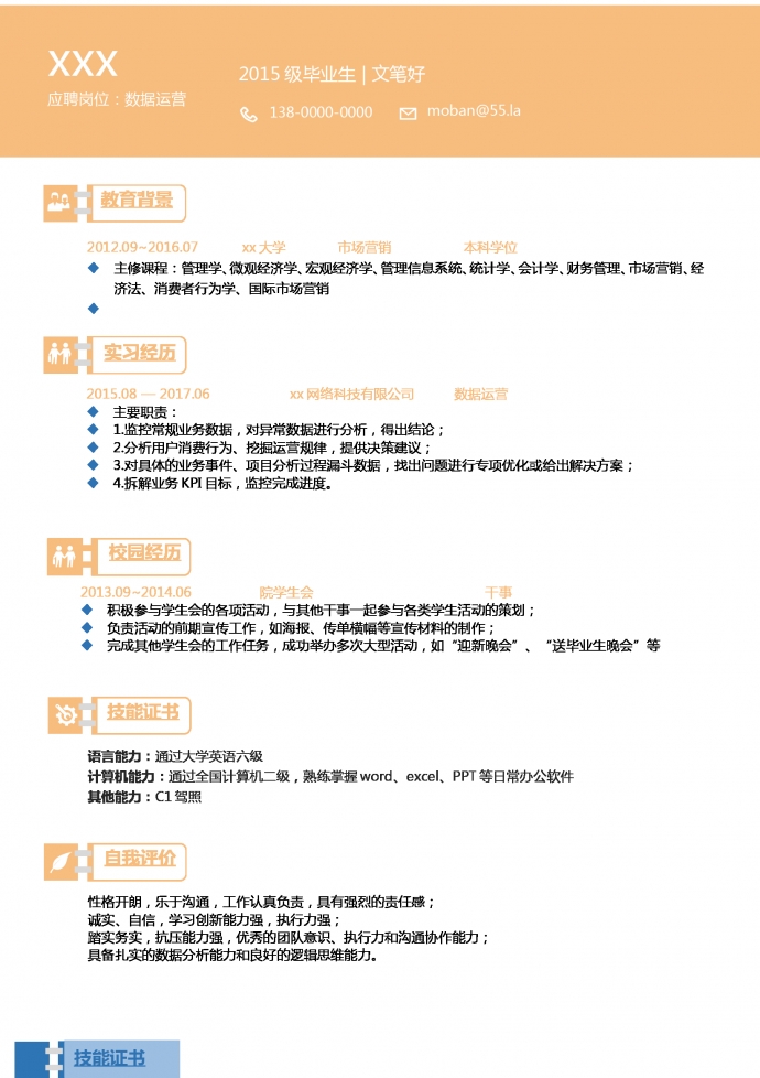 時(shí)尚創(chuàng)意數(shù)據(jù)運(yùn)營(yíng)專員簡(jiǎn)歷模板