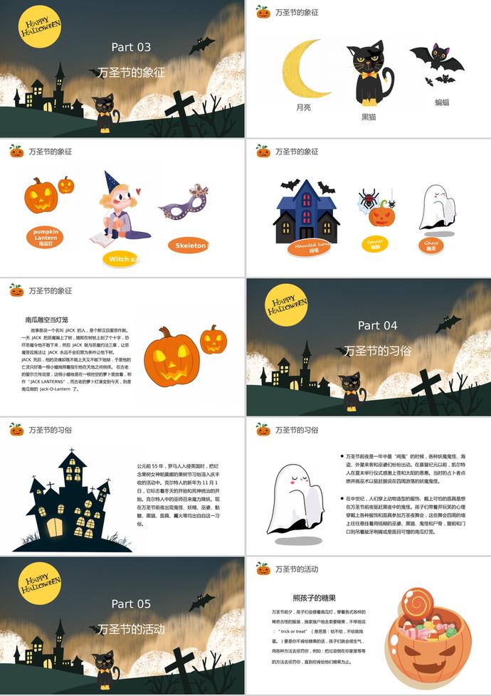卡通萬圣節(jié)節(jié)日介紹通用ppt模板-1