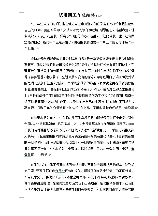 通用試用期工作總結(jié)