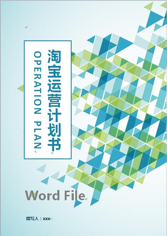 淘寶運營計劃書格式范文