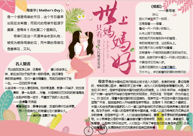 精美卡通母親節(jié)小報(bào)