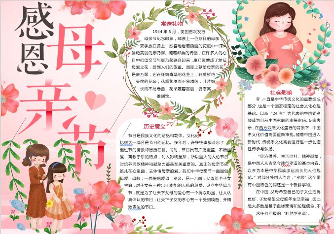 精美小清新花卉感恩母親節(jié)手抄報(bào)