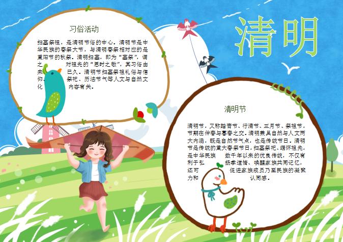 清明節習俗手抄報Word模板
