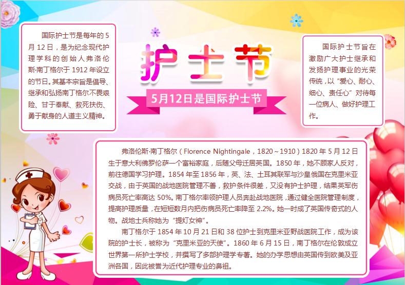 炫彩唯美風(fēng)護(hù)士節(jié)手抄報Word模板