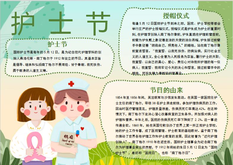 漸變國(guó)際護(hù)士節(jié)手抄報(bào)模板