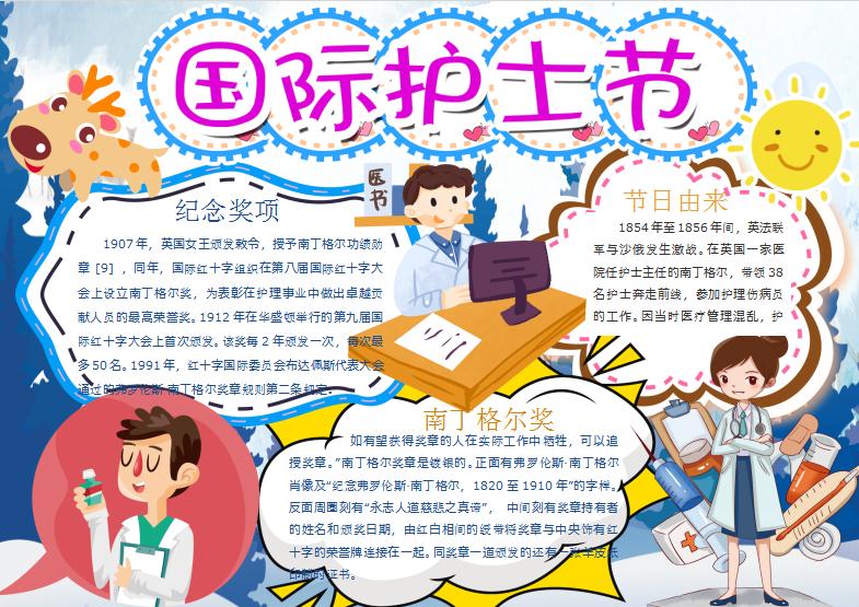深藍(lán)色國(guó)際護(hù)士節(jié)手抄報(bào)Word模板