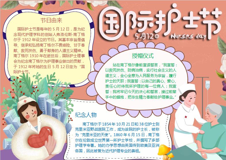 棗紅國(guó)際護(hù)士節(jié)手抄報(bào)Word模板