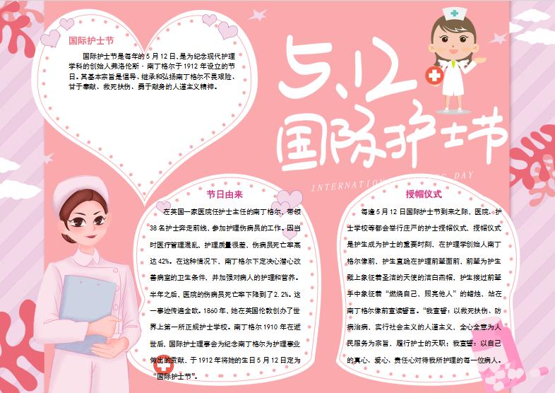 粉紫色溫馨風(fēng)格護(hù)士節(jié)手抄報(bào)模板