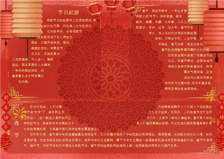 簡約喜慶春節(jié)小報Word模板
