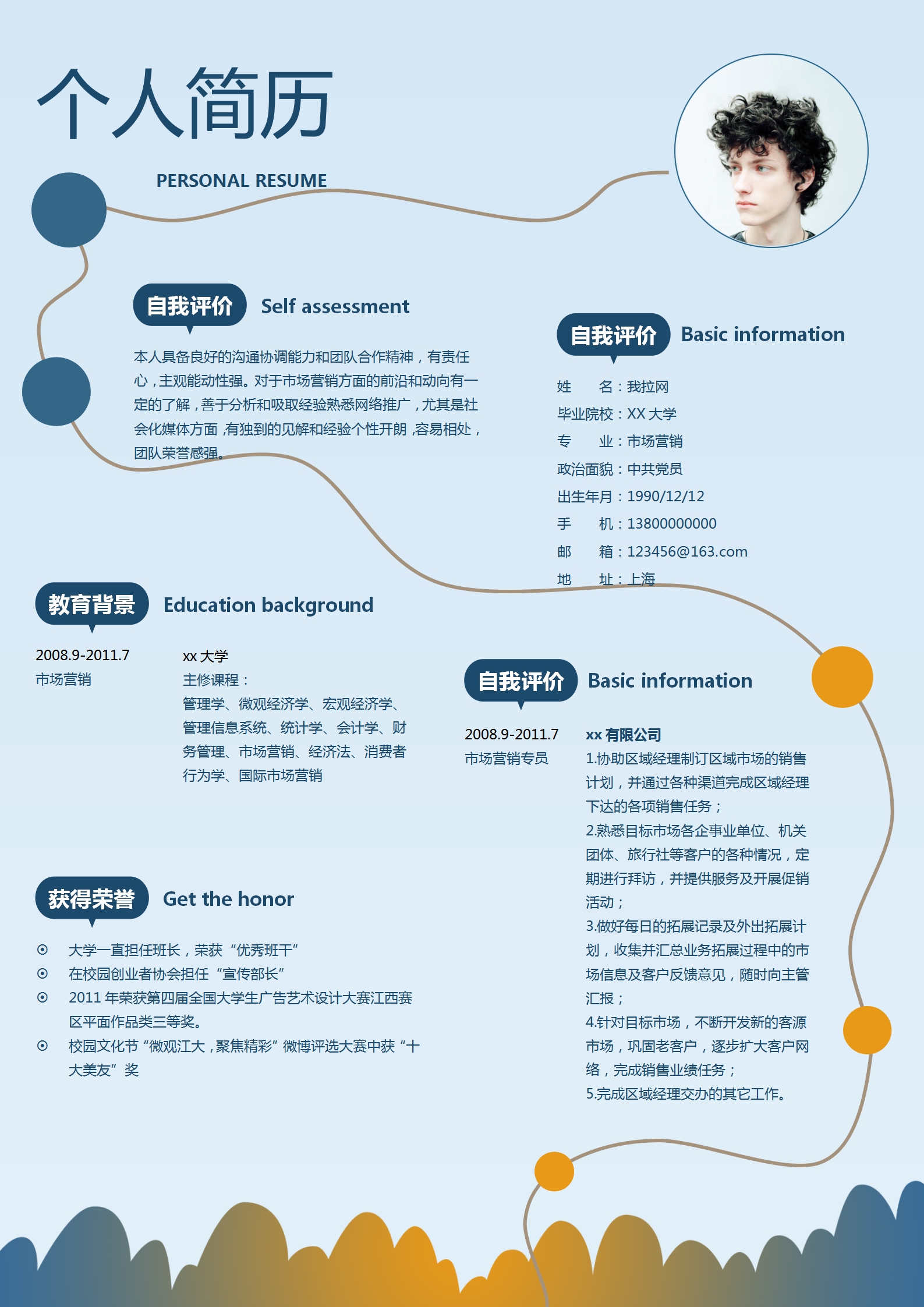 時尚創意市場營銷求職簡歷模板