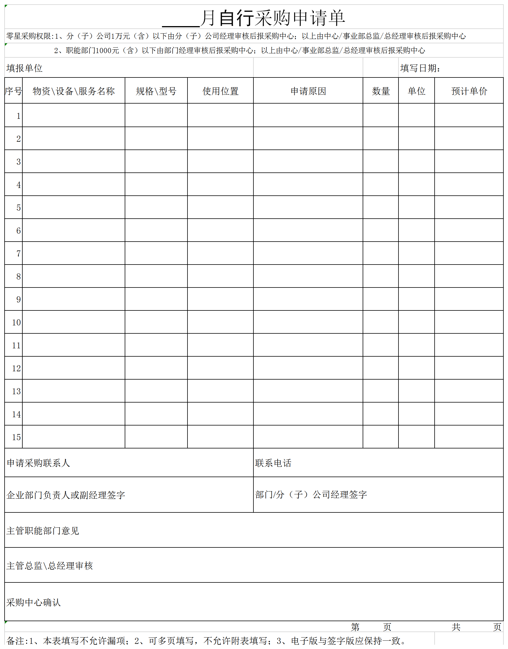 采購執行月末統計報表Excel模板