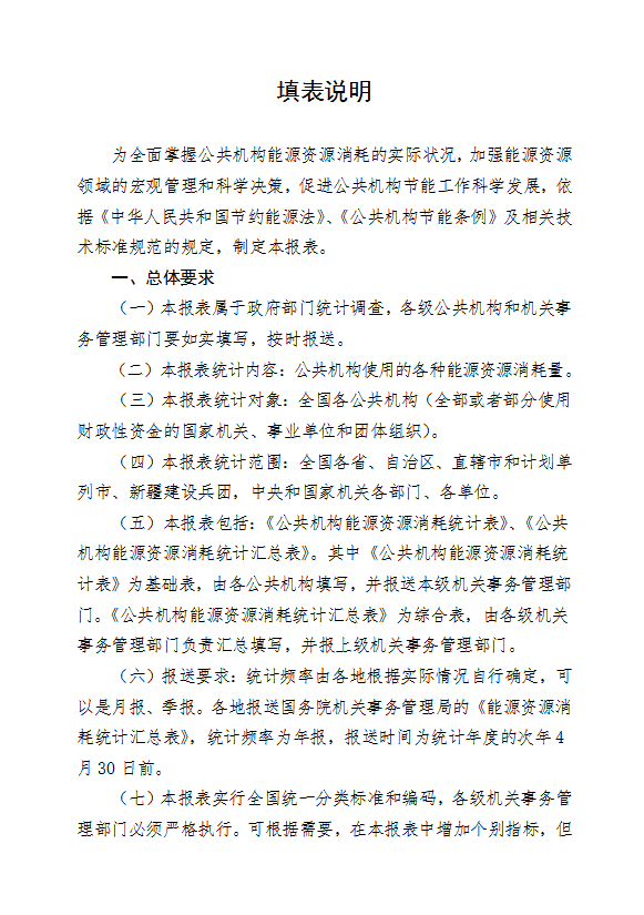 公共機構能源資源消耗統計表匯編word模板-1