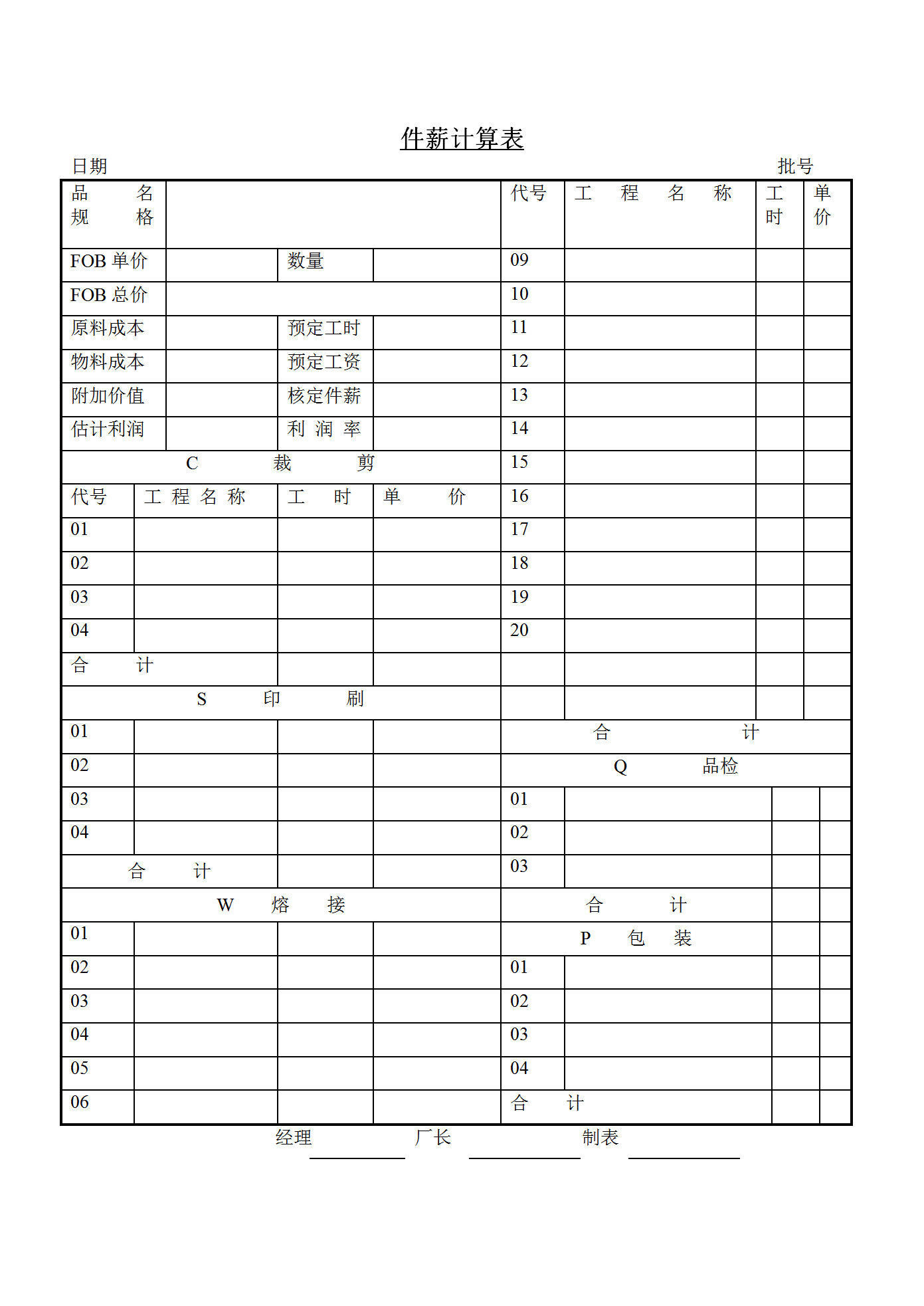 某公司件薪計(jì)算表word模板