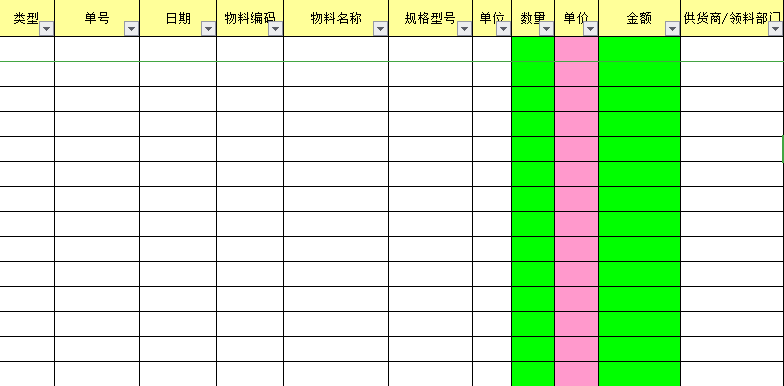 物料進(jìn)出倉數(shù)據(jù)Excel模板