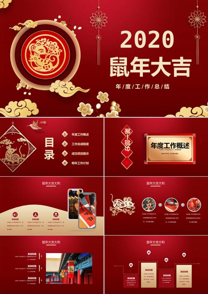 鼠年年度總結PPT模板