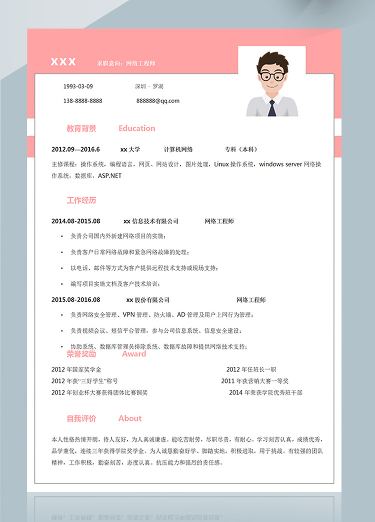 彩色Linux系統安全網絡工程師簡歷-1