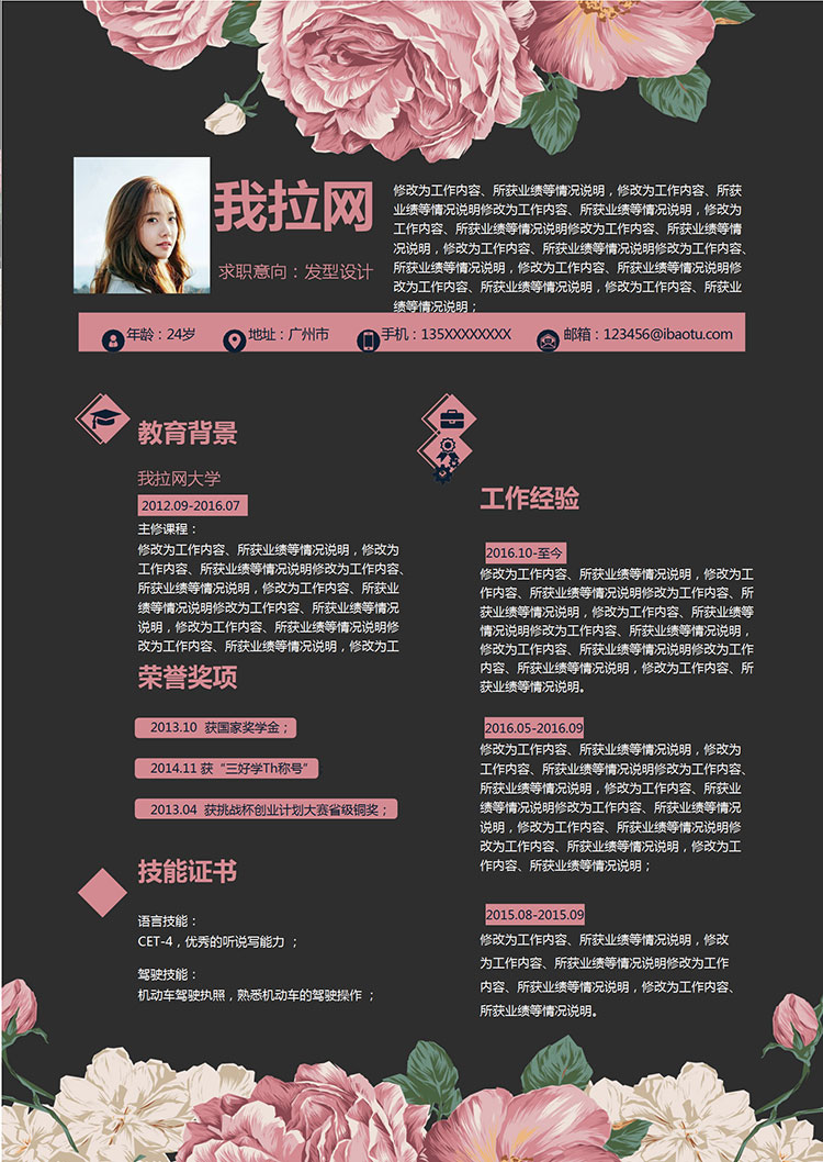 粉色唯美花蕊發(fā)型設(shè)計(jì)師個(gè)人簡(jiǎn)歷模板-1
