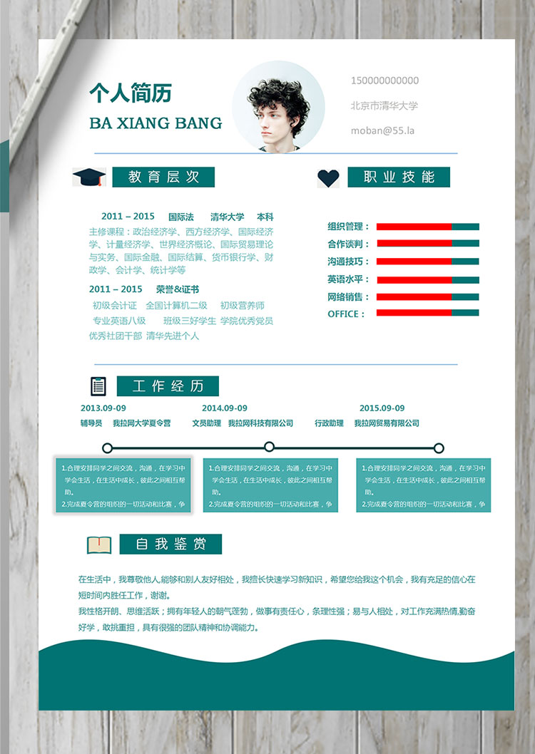綠色系創(chuàng)意風(fēng)金融服務(wù)簡歷模板-1