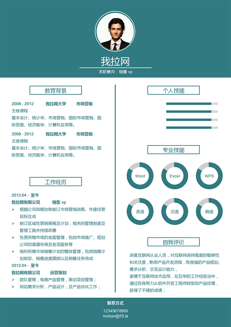 綠色系簡潔風(fēng)銷售vp個人簡歷模板-1