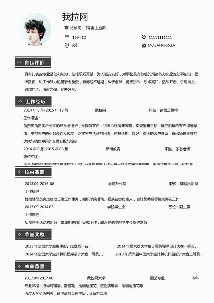簡(jiǎn)約風(fēng)銷售工程師word簡(jiǎn)歷模板-1